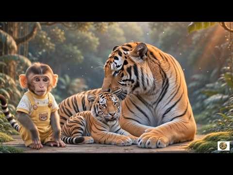 Baby Monkey Rescues Lost Tiger Cub | Mother Tiger’s Emotional Reunion