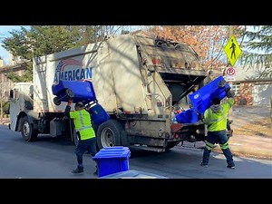 Fast Townhouse Recycling! - American Disposal Mack LEU/Heil DP5000