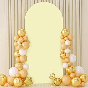 6.6FT Wedding Arch Cover Round Top Fitted Spandex Arch Yellow Cover for Arch Stand Chiara Frame Backdrop Cover Stretch Fabric Arbor Backdrop for Baby Shower Birthday Party