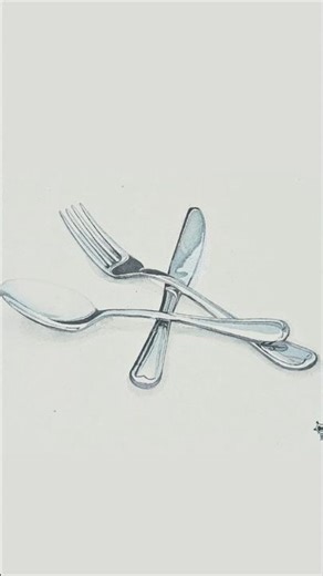 #watercolor #stilllife #realism #cutleryset #kalaiinsphere #trending #shorts