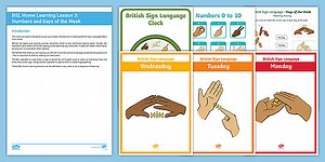 BSL Home Learning Lesson 3 - Numbers and Days of the Week