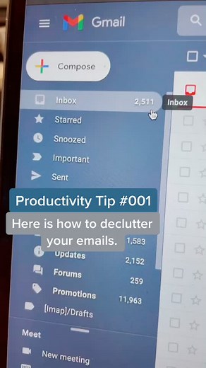 How to declutter your inbox. #productivity #tip #gmail #business #email #declutter #hack #clean