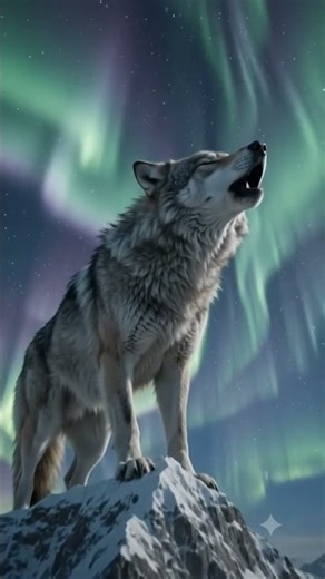 GIANT Wolf Howling Under the Northern Lights! 🐺🌌❄️