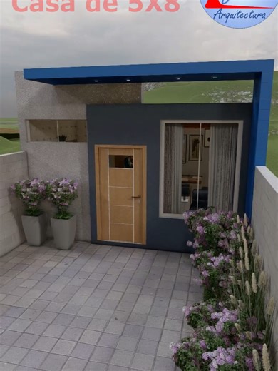 Proyecto de una casa pequeña de 5x8 metros en un nivel, que se puede emplazar perfectamente en un terreno de 5x15 metros 🔴 Programa Arquitectónico: - Sala - Comedor - Cocina - 1 recamara - 1 Baño - Lavadero. 244 #planosdecasa #casapequeña #fachadas #fachadasmodernas #planodecasamoderna #casamoderna #fachadasdecasas #casa