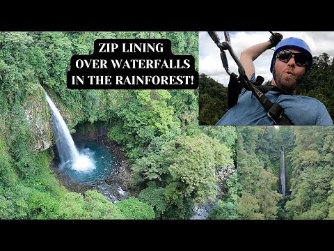 Zip Line OVER WATERFALLS in La Fortuna, COSTA RICA