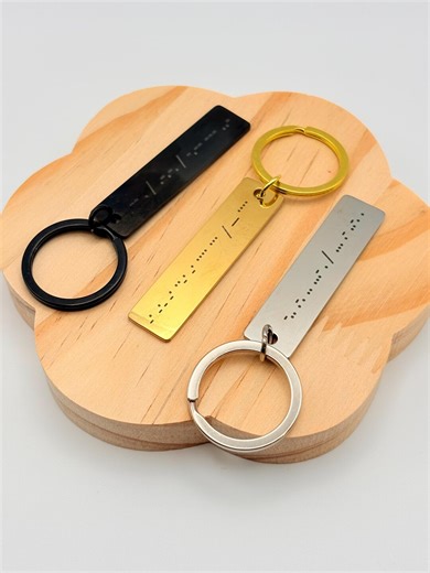 Couples Morse Code Keychain, Secret Message Keyring, Personalized 2-sided Engraving, Stainless Steel Tag - Etsy