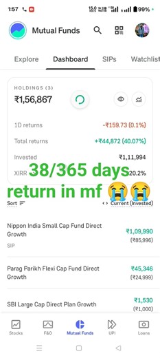38/365 days return in mf 😭🙏😭 #trading #tradesetup #trending #swing#nifty #banknifty #yt #stockmarket