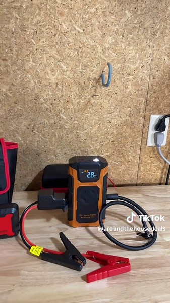 PAT Jumpstarter Kit with Tire Inflator, Power Bank and Flashlight #powerbank #jumpstarter #jumpbox #emergencylight