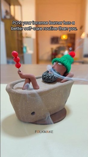 Handmade Clay Incense Holder That Exhales Smoke | Relaxed Exhale Bath