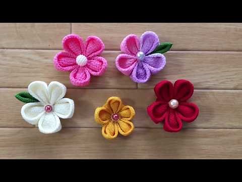 How to make a round tsumami zaiku (hand-made kanzashi) How to make a kimono or yukata hair accessory