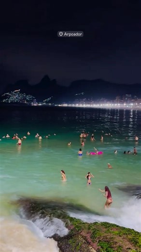 Arpoador Beach in Rio de Janeiro at night 🏖️