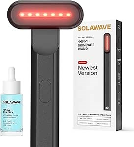 Solawave 4-in-1 Radiant Renewal Red Light Therapy Wand & Renew Complex Activation Serum | Beauty Device for Face & Neck | Serum Boosts Anti-Aging Effects, Reduces Wrinkles, Dark Circles & Puffiness