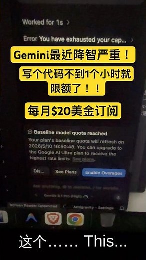 Gemini Pro $20/月订阅实测：Token耗尽被限速72小时，性价比暴跌真相