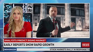 TV News Live Report: Anchorwoman Talks with Correspondent Reporting Outside Parliament, Court, Government. Politics, Economy. Television Program Cable Channel Playback. Luma Matte Split Screen Montage