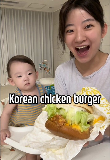 Korean Chicken Burger Mukbang Experience