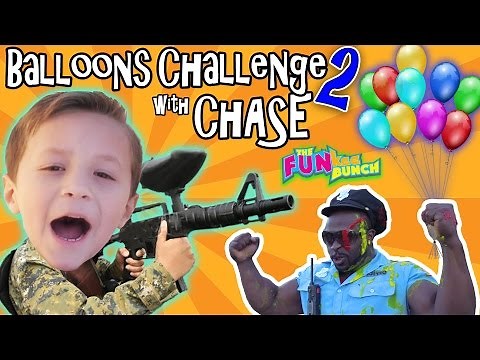 CHASE & PAPA CANDY BALLOON GUN CHALLENGE w/ OFFICE BUFF AND THE FUNKEE BUNCH!!!