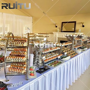 [Hot Item] Accesorios De Pasteleria Buffet Art Deco Steel Food Dessert Cupcake Server Stand Catering Elevation Glass Platters High Tea Cake Buffet Dessert Display Risers