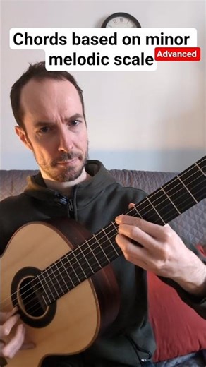 A list of chords based on the minor melodic scale with 3ds on the guitar #shorts