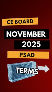 📝 CE Board November 2025 - PSAD Terms📝 PSAD Compilation of Terms from November 2025 CELE. Recommended Reference books: 📌Licensure Exams for Civil Engineer (Besavilla): https://s.shopee.ph/9pV4fUux2R 📌Civil Engineering Reference 5 - 4th Edition (Gillesania): https://s.shopee.ph/6KvE0x1sV9 📌Civil Engineering Reference 4 - 7th Edition (Gillesania): https://s.shopee.ph/7AUL0Za96b #CEBoardExam #civilengineeringph #EngineeringTutorial #education #civilengineeringknowledge #civilengineeringstudent