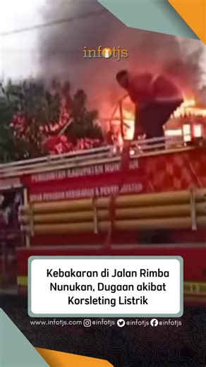 𝐈𝐍𝐅𝐎𝐓𝐉𝐒 NEWS on Instagram: "Pada Minggu pagi, 11 Januari 2026, sebuah kebakaran melanda rumah dua lantai milik Katerina Bendong (Mama Duma) di Jalan Rimba, Nunukan Tengah, Kalimantan Utara. Kebakaran diduga disebabkan oleh korsleting pada AC di lantai dua yang kemudian menjalar ke seluruh rumah. Petugas Damkar Kabupaten Nunukan segera menurunkan enam unit mobil pemadam untuk memadamkan api dan mencegah api merambat ke bangunan sekitar yang padat penduduk. Dalam waktu sekitar 30 menit, api