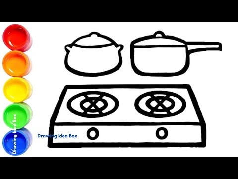 Drawing a Cooking Pot 🍳 👩‍🍳 | Fun Kitchen Items Drawing Ideas for Kids | Drawing Ideas Box