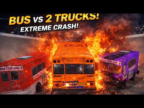 Demolition Derby 3 – BUS vs 10 Cars… Who Survives?! 🤯🔥