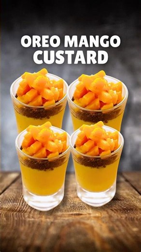 Easy Mango glass dessert | mango custard recipe | #shorts | kabitaskitchen