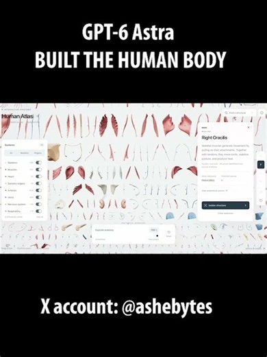 GPT-6 Astra create a 3D website of HUMAN BODY