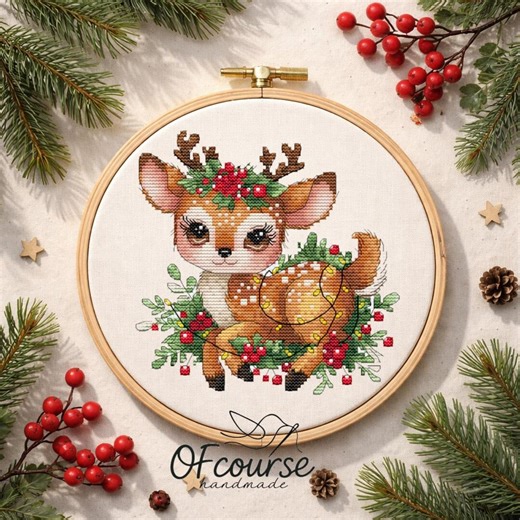 Winter Wish Little Fawn Cross Stitch Pattern PDF, Animal Embroidery Design, Instant Download - Etsy