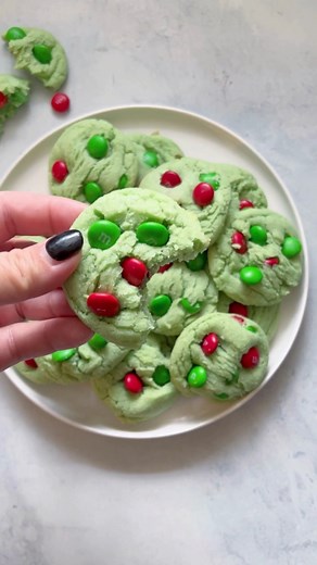 19K views · 65 reactions | Recipe here: https://therecipecritic.com/grinch-cookies/ Inspired by the popular Christmas movie, these soft and chewy cookies are colored Grinch-green and decorated with green and red M&Ms. | The Recipe Critic | Facebook