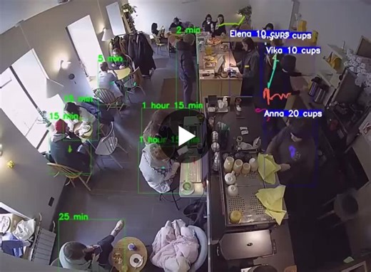 This coffee shop uses AI to track the productivity of baristas and how much time customers are spending in the shop. The NeuroSpot Barista Staff Control and Customer Monitoring Video Analytics… | Agent Engine Optimization