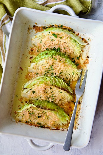 Baked Cabbage with Garlic and Parmesan