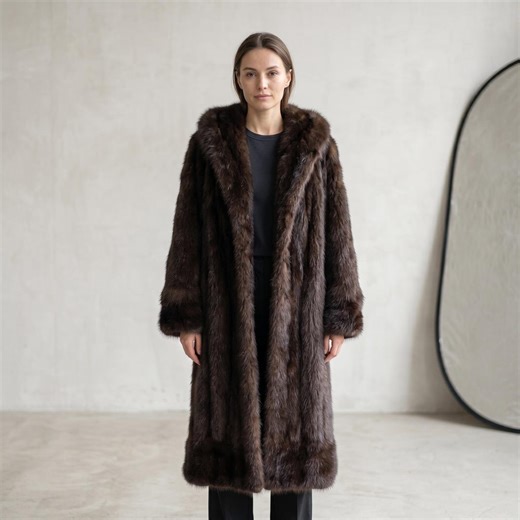 Vintage Mink Fur Coat Long Brown | Luxury Real Mink Coat Women | Full Length Fur Coat | Classic Winter Coat - Etsy