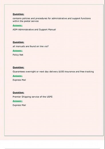 USPS 421 Window Clerk Exam Questions 2024 2025 Consisting Of 114 Questions With Verified Answers