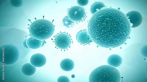 Dynamic 3D animation of T-cells and lymphocytes in motion, highlighting their role in the immune response.