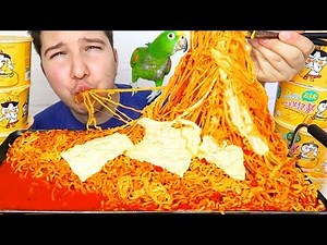 MOST POPULAR SUPER CHEESY SPICY FIRE NOODLES • Mukbang & Recipe