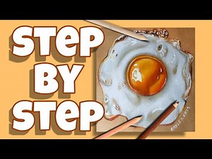 How to Draw a REALISTIC Fried Egg w/ Colour Pencil (Step By Step Art Tutorial)