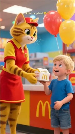 A Cute Anthropomorphic Cat working at McDonald's😍 #Cat #McDonalds #AnthropomorphicCats