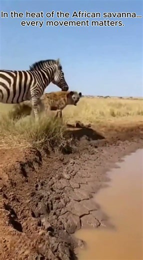 The Spotted hyena Chased the Zebra… Then Got Grabbed 😳🐊