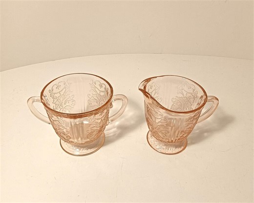 Vintage Pink Depression Glass Madrid Pattern Sugar Bowl and Creamer Set - Federal Glass Co. C.1930s - Etsy Canada