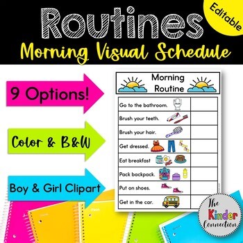 Morning Routine Visual Schedule for Home Use | Editable Checklist | Autism, ADHD