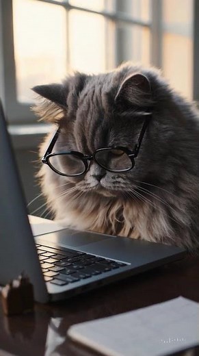 Cat doing important computer work