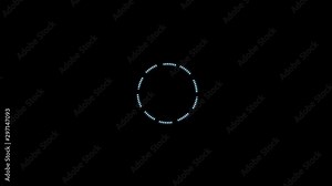 4K Video Loading transfer download animation 0-100 futuristic - HUD elements and counter, pending part is loop, alpha mask included - motion graphics. light blue loading circle ring bar