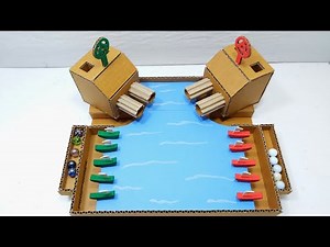 DIY Warship Battle Marble Board Game from Cardboard at Home