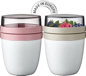 Mueslicup Overnight Oats Jars with Lid and Spoon Oat Container Jar,Muesli Cereal Cup,Parfait Chia Pudding Containers,Yogurt Cups Granola Holder Oatmeal Crunch Lids Pink Seed (Set of 2 Beige - Pink)