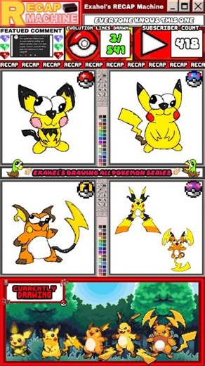 RECAP Machine 3 📼 | Drawing Pichu, Pikachu, Raichu, Mega Raichu X and Y ⚡️