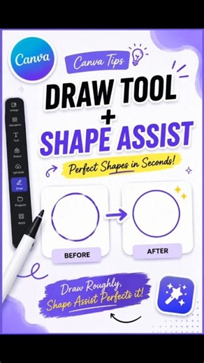 Draw Perfect Shapes in Canva! ✨ | Draw Tool + Shape Assist #Canva #Shorts
