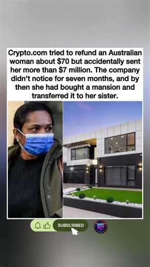 💰 Crypto.com accidentally sent $7M instead of $70 — and she bought a mansion. #shorts #news