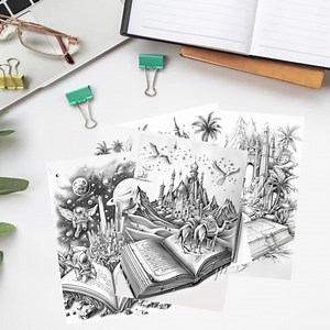 20 Magical Fantasy Coloring Book Pages for Kids Adults, Fairytale Magic Book Coloring Sheets Printable, Creature Coloring, PDF - Etsy