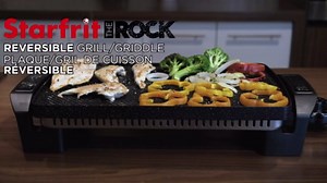 Starfrit The Rock Electric Reversible Grill & Griddle - Rock.Tec Non-Stick - Variable Temperature Control – Cool-Touch Handles - 1500W - Black
